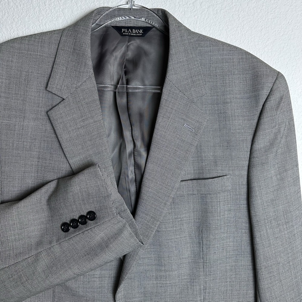 Jos A Bank Blazer Mens 42L Gray Wool 2 Button Sports Coat Office Business Casual